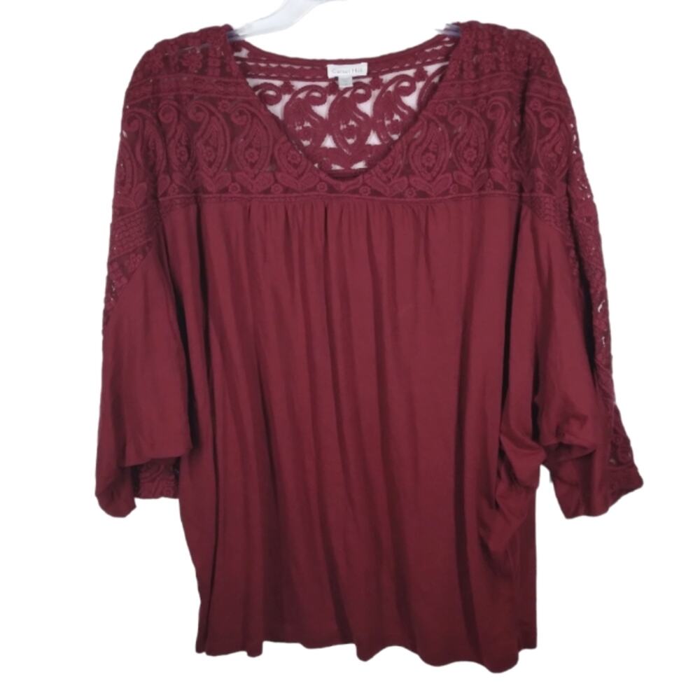 Garnet Hill Muse Lace Embroidered Top size Medium